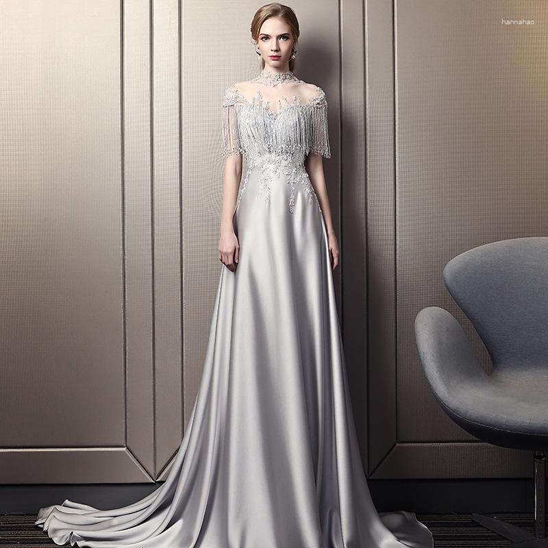 Ethnic Clothing Female Gray Evening Party Dress Elegant Tassel Sleeves Cheongsam Temperament A-line Banquet Vintage Stand Collar Gown
Ethnic Clothing Female Gray Evening Party Dress Elegant Tassel Sleeves Cheongsam Temperament A-line Banquet Vintage Stand Collar Gown