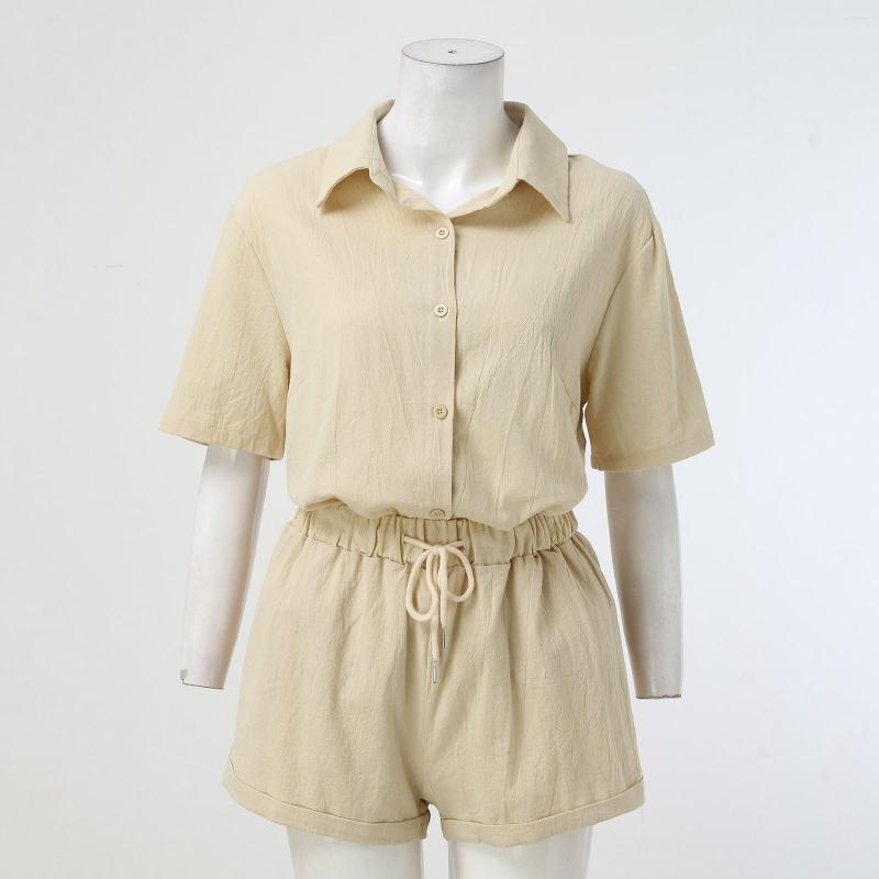 Women' Tracksuits Women' Summer Cotton Linen Shirt Set Turndown Neck Short Sleeve Solid Buttons Drawstring Shorts Casual Two-Piece, Green
Women' Tracksuits Women' Summer Cotton Linen Shirt Set Turndown Neck Short Sleeve Solid Buttons Drawstring Shorts Casual Two-Piece, Green