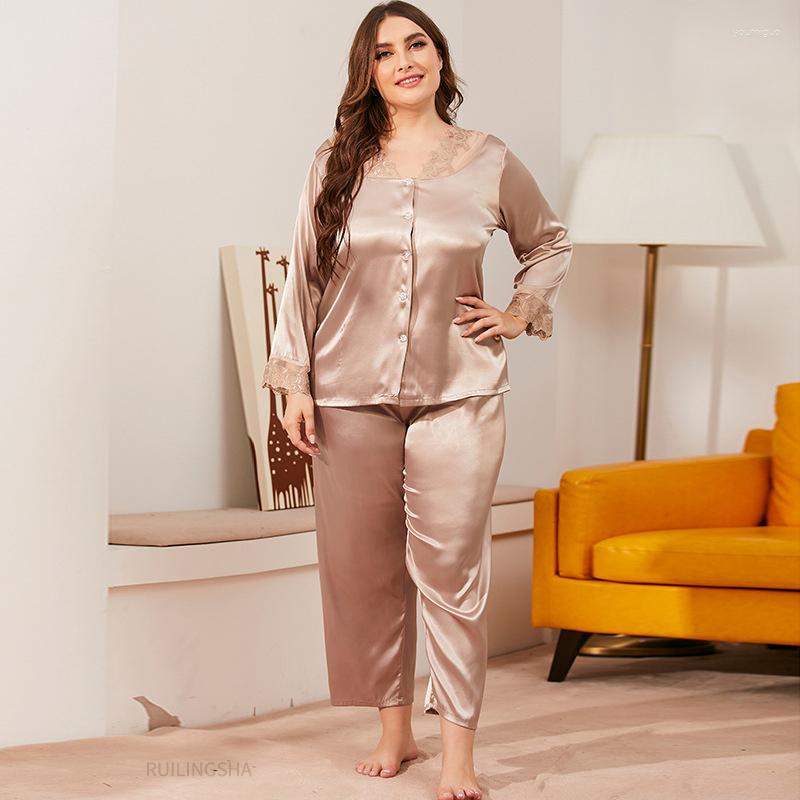 Women's Sleepwear Women Summer Satin Silk Pajama Sets Sexy Plus Size V-Neck Pijamas Woman Solid Lace Embroidery Female Long Sleeve Pijama, Camel
Women's Sleepwear Women Summer Satin Silk Pajama Sets Sexy Plus Size V-Neck Pijamas Woman Solid Lace Embroidery Female Long Sleeve Pijama, Camel