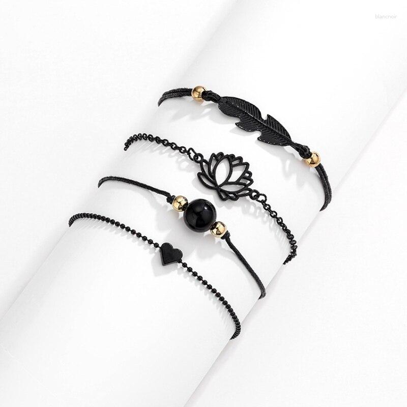 Link Bracelets 4pcs Bracelet Set Ladies Dark Wind Alloy Spray Paint Leaves Lotus Flower Peach Heart Accessories Combination Jewelry
Link Bracelets 4pcs Bracelet Set Ladies Dark Wind Alloy Spray Paint Leaves Lotus Flower Peach Heart Accessories Combination Jewelry
