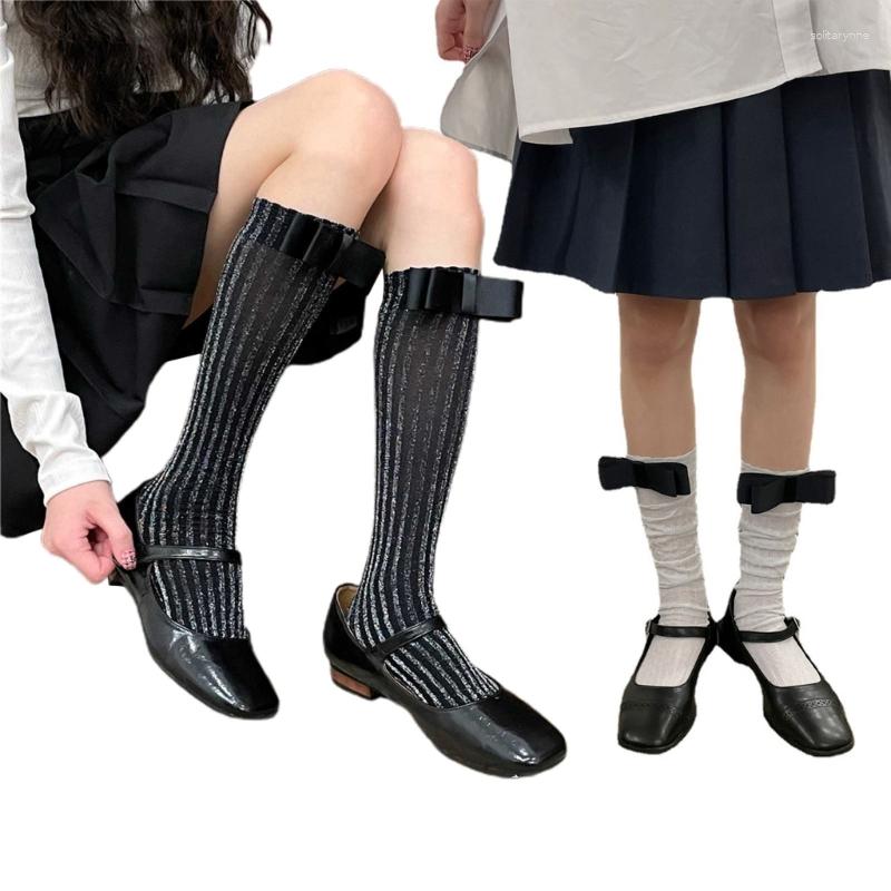 Women Socks Girls Summer Calf With Bowknot Vertical Stripes Decors Under Knee Stocking Non-slip For, Black
Women Socks Girls Summer Calf With Bowknot Vertical Stripes Decors Under Knee Stocking Non-slip For, Black