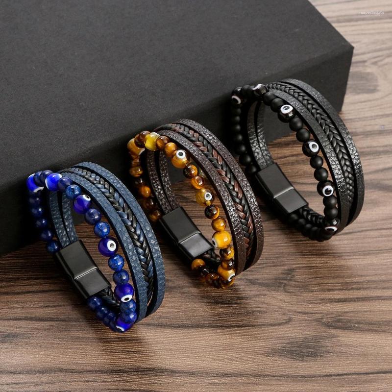 Charm Bracelets Glass Devil's Eye Leather Bracelet For Men Vintage Beaded Multilayer Alloy Buckle Jewelry
Charm Bracelets Glass Devil's Eye Leather Bracelet For Men Vintage Beaded Multilayer Alloy Buckle Jewelry