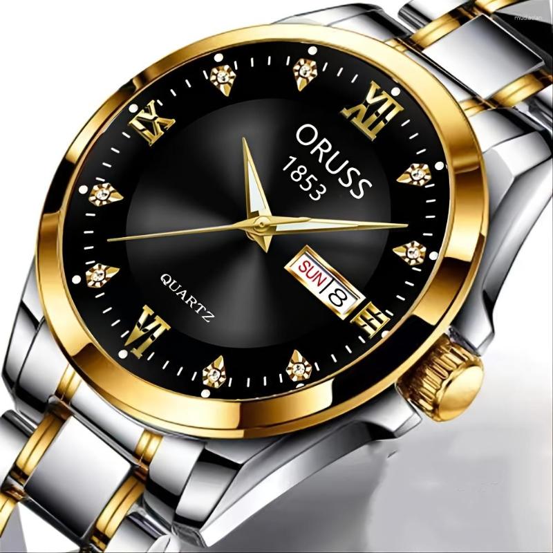 Wristwatches 1pc Men's Round Waterproof Luminous Quartz Watch Wristwatch, Style 6