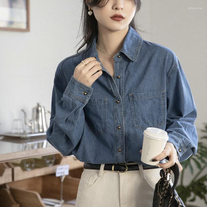Women' Blouses 2023 Spring Vintage Casual Cotton Long Sleeve All-match Blue Women Denim Shirt Z009
Women' Blouses 2023 Spring Vintage Casual Cotton Long Sleeve All-match Blue Women Denim Shirt Z009