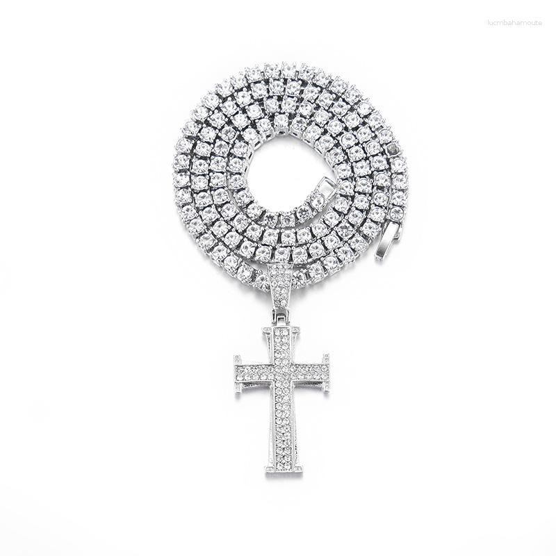 Pendant Necklaces Hiphop Tainless Steel Necklace For Men Women Lover's Gold And Rose Color Chain Cross Small Religious Jewelry