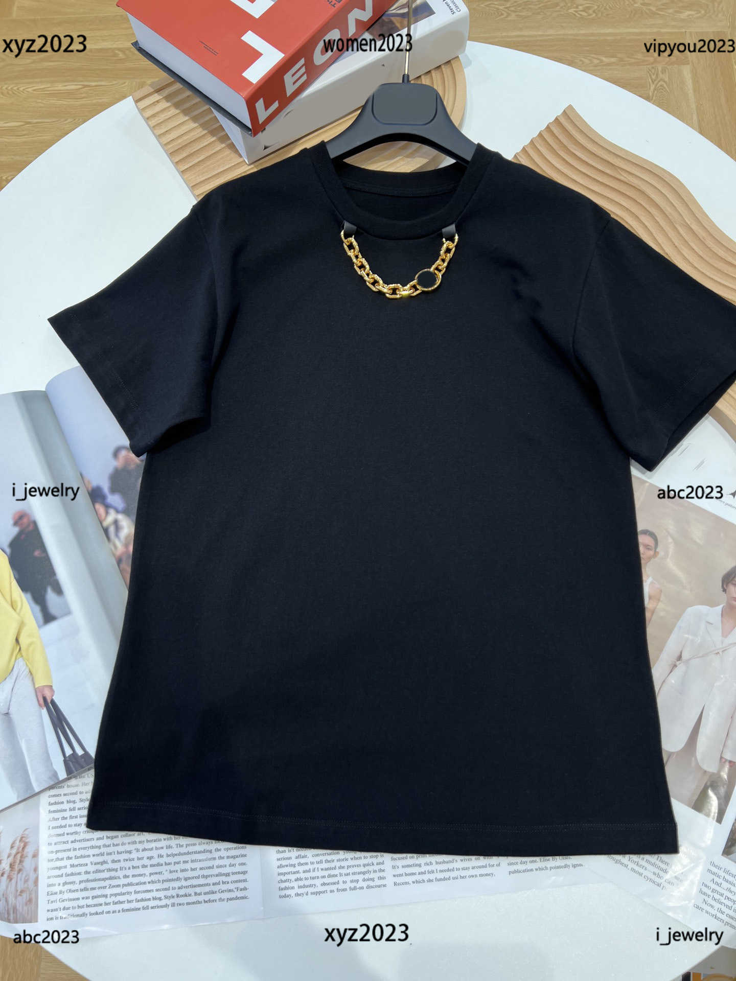 designer Women T-Shirt Solid color design girl tees Metal chain decoration short sleeved t shirt summer tops #Multiple product, #13
designer Women T-Shirt Solid color design girl tees Metal chain decoration short sleeved t shirt summer tops #Multiple product, #13