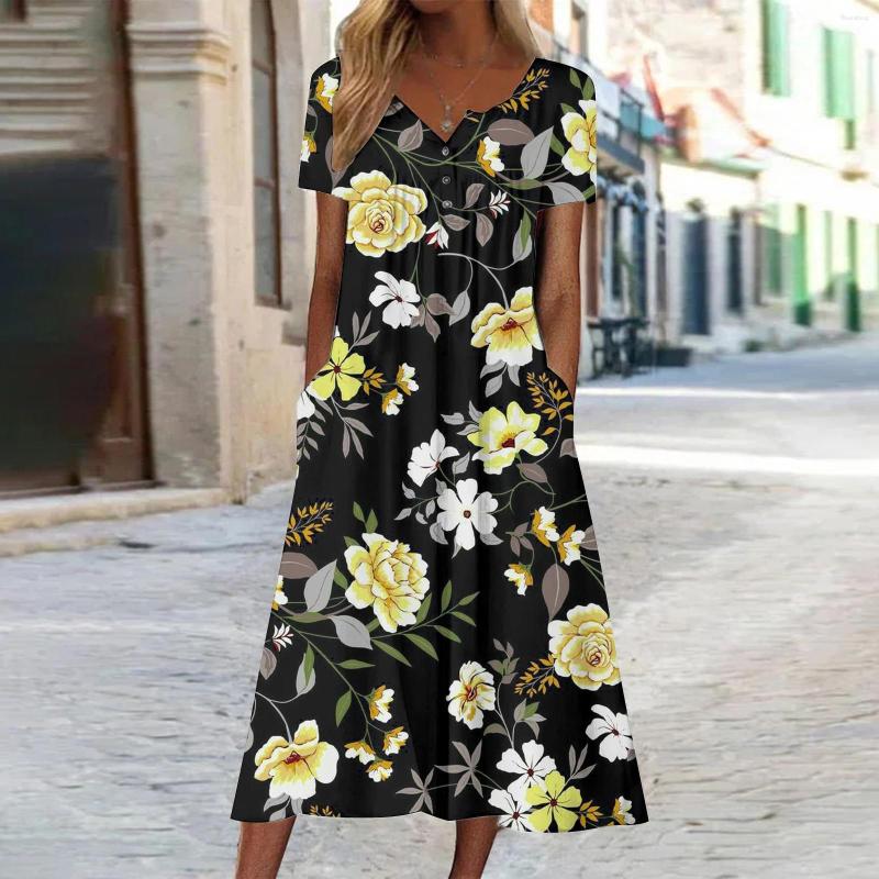 Casual Dresses Women Summer Short Sleeve Floral Print Crew Neck Loose Dress Boho Beach Work V For, White
Casual Dresses Women Summer Short Sleeve Floral Print Crew Neck Loose Dress Boho Beach Work V For, White