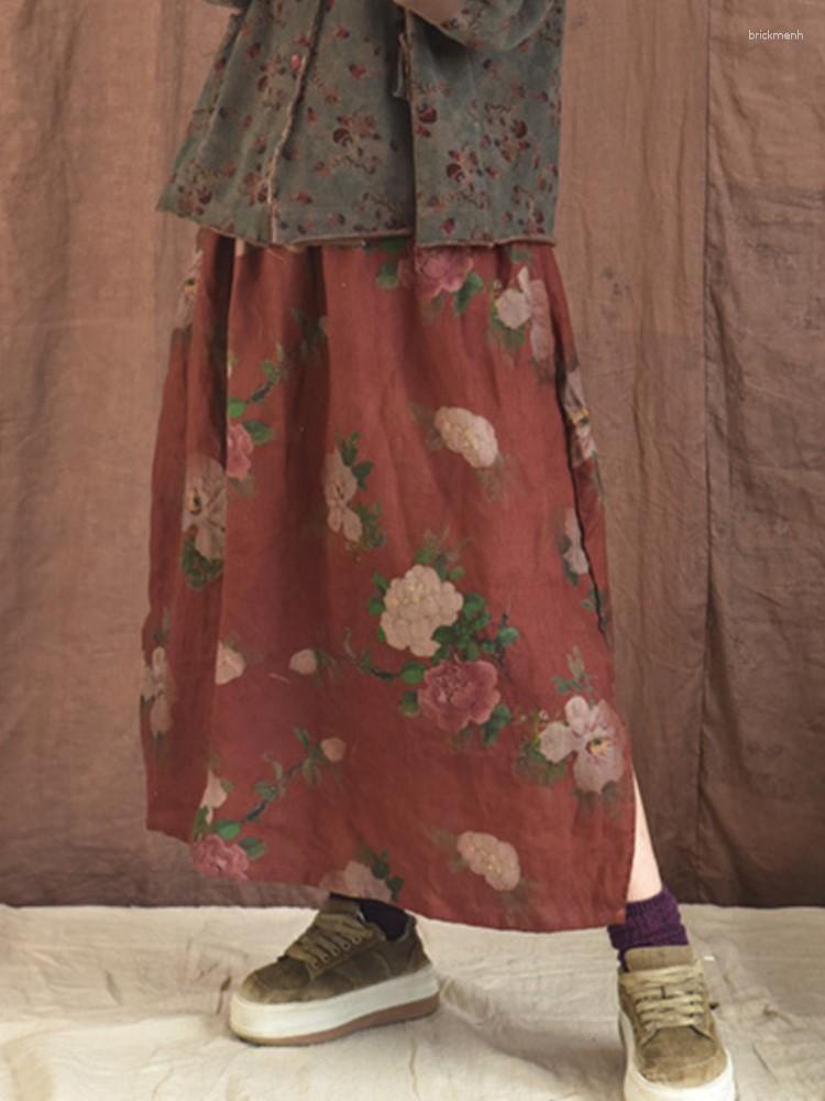 Skirts Johnature Women Linen Vintage Print Floral A-Line Elastic Waist 2023 Autumn Clothes Chinese Style Female, Red
Skirts Johnature Women Linen Vintage Print Floral A-Line Elastic Waist 2023 Autumn Clothes Chinese Style Female, Red