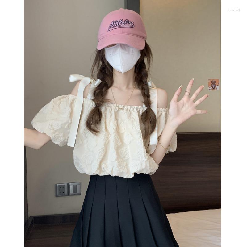 Women's Blouses Summer French Chic Vintage Slash Neck Shirt Women Solid Color Off Shoulder Short Puff Sleeve Loose Lace-up Casual Top Mujer, White
Women's Blouses Summer French Chic Vintage Slash Neck Shirt Women Solid Color Off Shoulder Short Puff Sleeve Loose Lace-up Casual Top Mujer, White