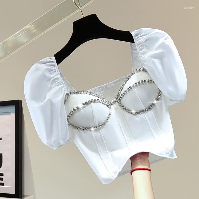 Women' Blouses Diamond Pleated Cinched Blouse 2023 Summer Korean Style Sexy Girls Crop Tops High Waist Shirts Top Women Square Collar Shirt, Black
Women' Blouses Diamond Pleated Cinched Blouse 2023 Summer Korean Style Sexy Girls Crop Tops High Waist Shirts Top Women Square Collar Shirt, Black