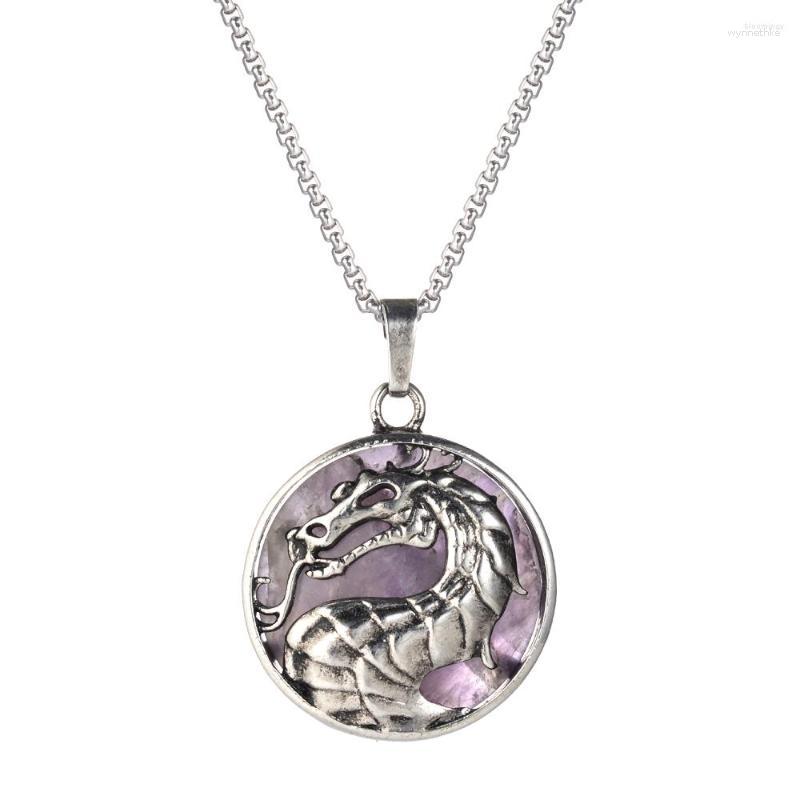 Pendant Necklaces Dragon Design Coin Shape Amethyst Lapis Black Obsidian Natural Stone Necklace For Men
Pendant Necklaces Dragon Design Coin Shape Amethyst Lapis Black Obsidian Natural Stone Necklace For Men