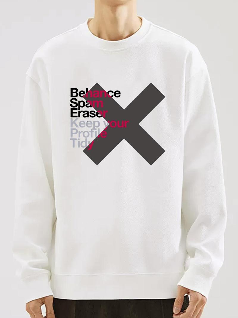 Men's T Shirts Slogan Print Long Sleeve Round Neck Casual Sweatshirt, White
