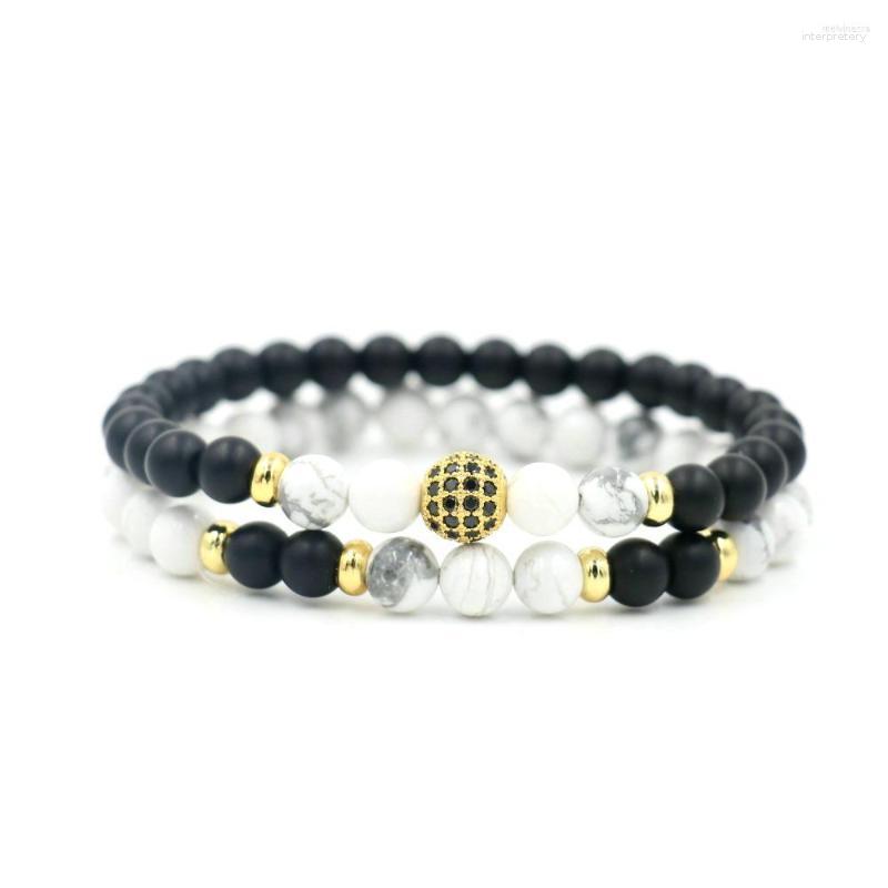 Strand 2Pcs/Set 6 Mm Natural Stone Black White Beaded Copper Ball Bracelets For Men Women Yoga Jewelry
Strand 2Pcs/Set 6 Mm Natural Stone Black White Beaded Copper Ball Bracelets For Men Women Yoga Jewelry