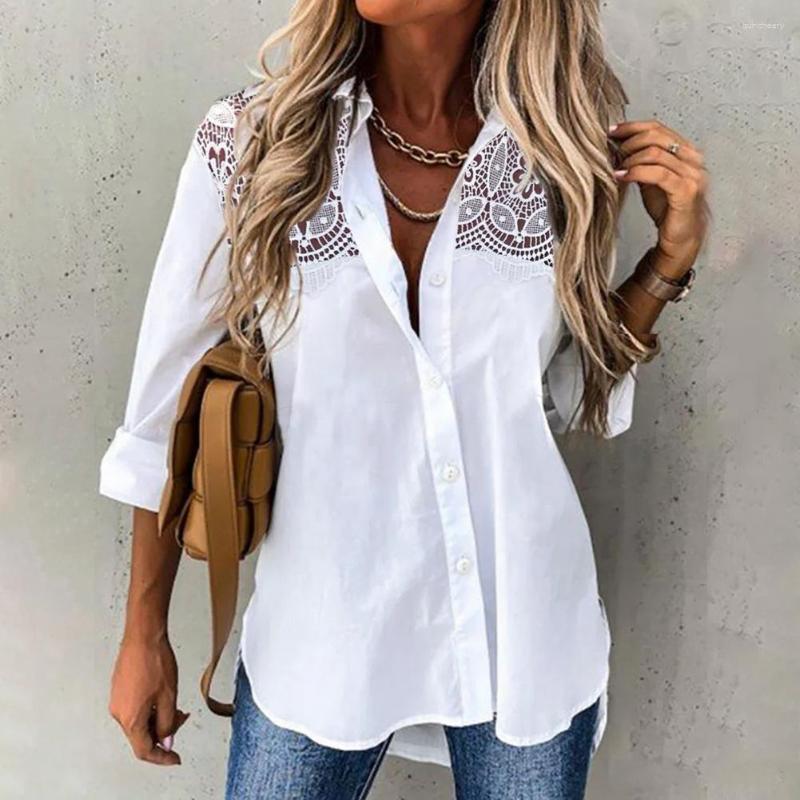 Women' Blouses Lace Splicing Button Women Solid Color Spring Autumn Casual Stand Collar Long Sleeve Shirt Female Loose Blusa Feminina, White
Women' Blouses Lace Splicing Button Women Solid Color Spring Autumn Casual Stand Collar Long Sleeve Shirt Female Loose Blusa Feminina, White