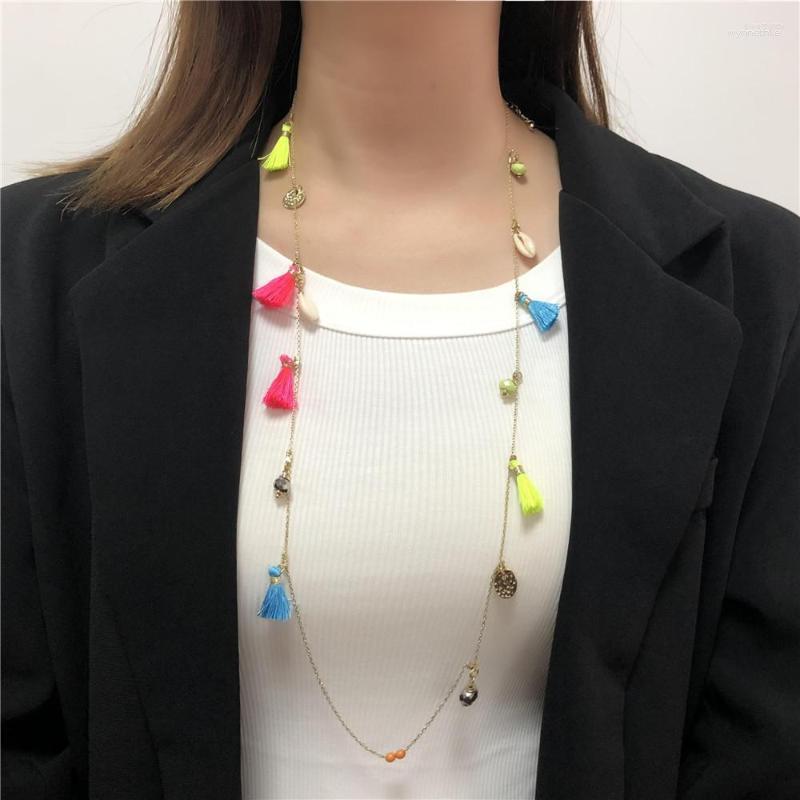 Chains In Stylish Retro Personality Bohemian Long Collarbone Chain Colorful Droplet Tassel Pendant Necklace Choker For Women
Chains In Stylish Retro Personality Bohemian Long Collarbone Chain Colorful Droplet Tassel Pendant Necklace Choker For Women