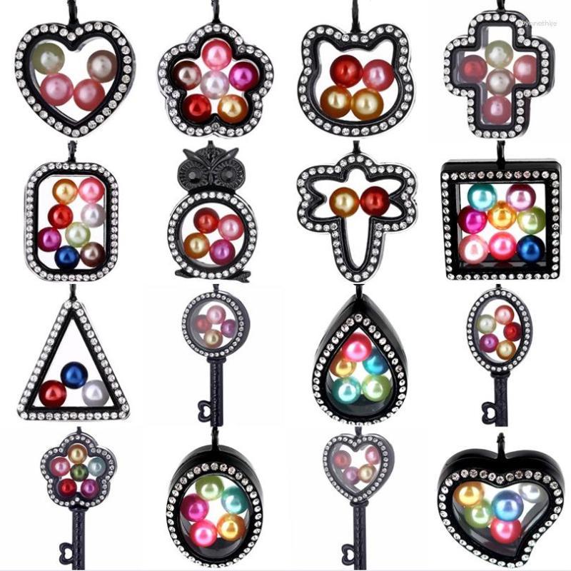 Pendant Necklaces Black Floating Living Memory Rhinestone Locket Fit 8mm Pearl Cage Po Charms With Steel Chain Necklace Or No
Pendant Necklaces Black Floating Living Memory Rhinestone Locket Fit 8mm Pearl Cage Po Charms With Steel Chain Necklace Or No
