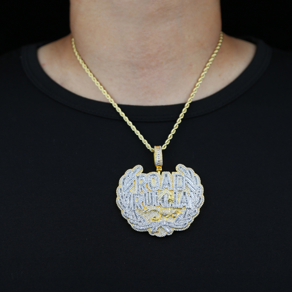 Iced Out road runna Letter Pendant for run love women Men Bling Cubic Zirconia Cz hip hop Jewelry