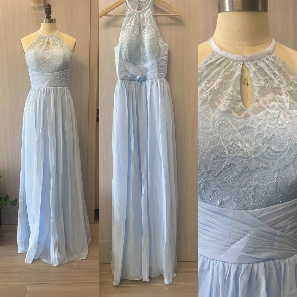 2023 Light Sky Blue Bridesmaids Dresses Real Image Jewel Neck Chiffon Lace Floor Length Sleeveless Open Back Formal Maid Of Honors Wedding Guest Gowns
2023 Light Sky Blue Bridesmaids Dresses Real Image Jewel Neck Chiffon Lace Floor Length Sleeveless Open Back Formal Maid Of Honors Wedding Guest Gowns