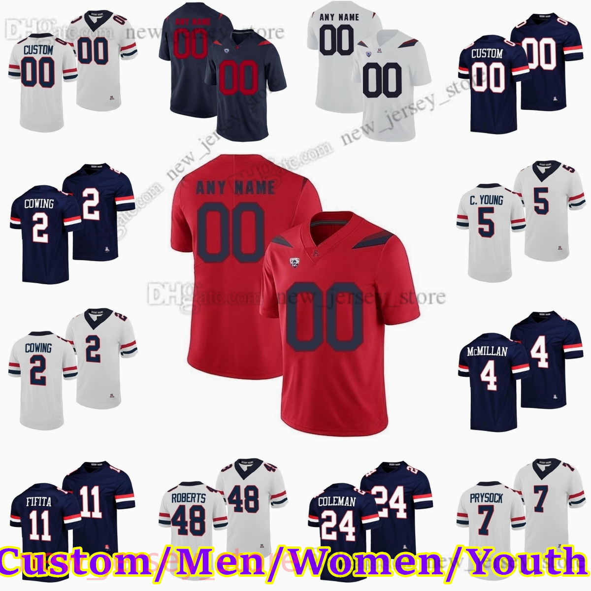 Custom NCAA Arizona Wildcats Football Stitched Jerseys 48 Jerry Roberts 31 Hunter Echols 20 Rayshon Luke Will Plummer Gary Brightwell Dyelan Miller Men Women Youth, Patch please message
Custom NCAA Arizona Wildcats Football Stitched Jerseys 48 Jerry Roberts 31 Hunter Echols 20 Rayshon Luke Will Plummer Gary Brightwell Dyelan Miller Men Women Youth, Patch please message