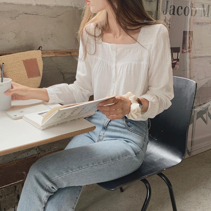 Women' Blouses Korean Version Of Simple Versatile Solid Color Square Collar Long-sleeved Shirt Female Spring Single-breasted Blouse Small, 02 style
Women' Blouses Korean Version Of Simple Versatile Solid Color Square Collar Long-sleeved Shirt Female Spring Single-breasted Blouse Small, 02 style