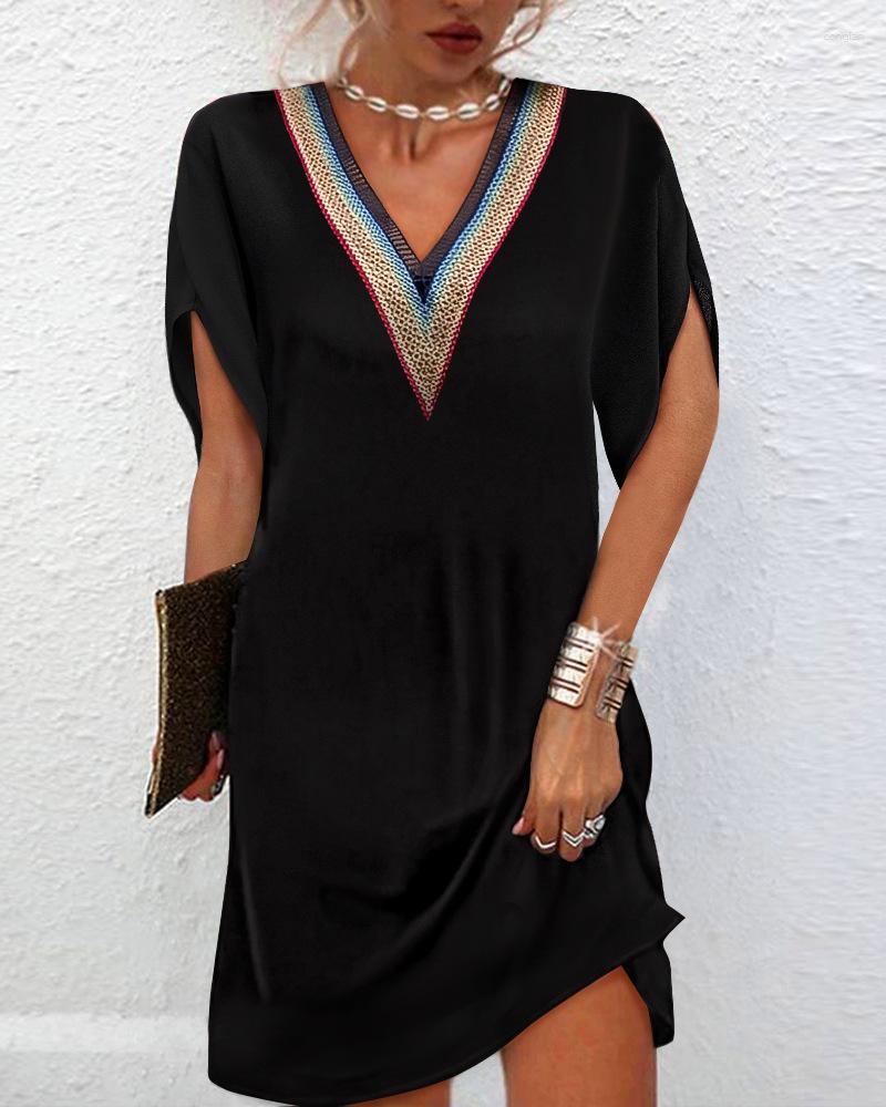 Casual Dresses Contrast Lace V-Neck Dress Women Spring Summer Short Sleeve High Waist Mini, Black
Casual Dresses Contrast Lace V-Neck Dress Women Spring Summer Short Sleeve High Waist Mini, Black