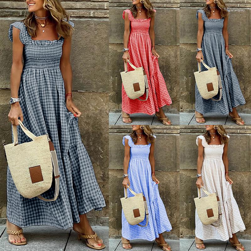 Casual Dresses -3XL 4Colors Elastic Sleeveless Backless Loose Plaid Long Dress Women Summer Beach Daily Travel Shopping Sundress, Red
Casual Dresses -3XL 4Colors Elastic Sleeveless Backless Loose Plaid Long Dress Women Summer Beach Daily Travel Shopping Sundress, Red