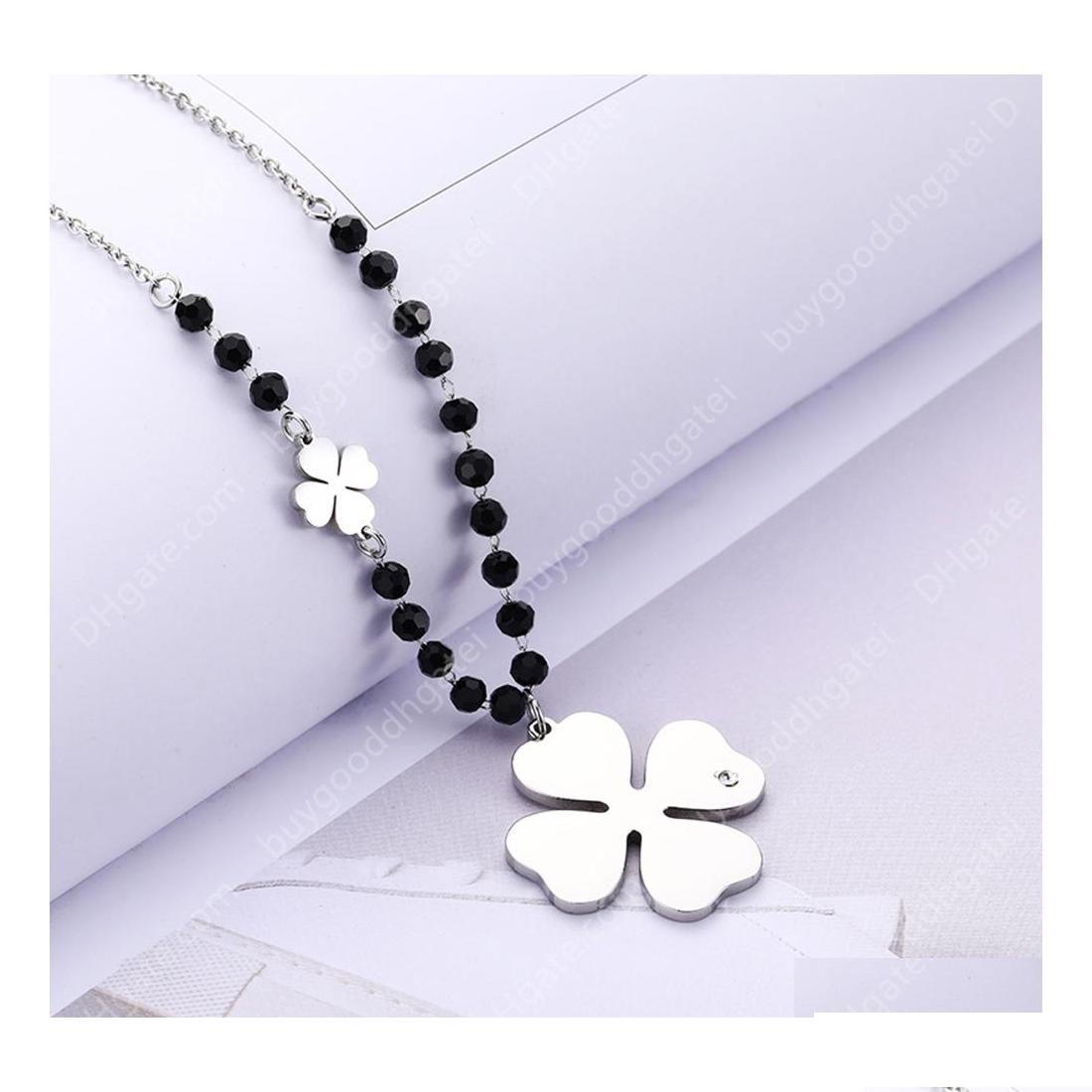 Pendant Necklaces Stainless Steel Four Leaf Clover Necklace For Women Black Crystal Long Sweater Party Fashion Jewelry Design Drop D Dhkwt
Pendant Necklaces Stainless Steel Four Leaf Clover Necklace For Women Black Crystal Long Sweater Party Fashion Jewelry Design Drop D Dhkwt