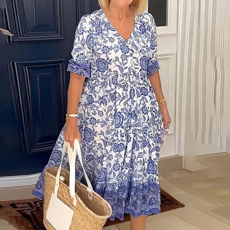 Casual Dresses Women Floral Boho Dress Summer Short Sleeve Sundress Wrap V Neck A Line Maxi With Lace Hem Vestidos, Purple
Casual Dresses Women Floral Boho Dress Summer Short Sleeve Sundress Wrap V Neck A Line Maxi With Lace Hem Vestidos, Purple