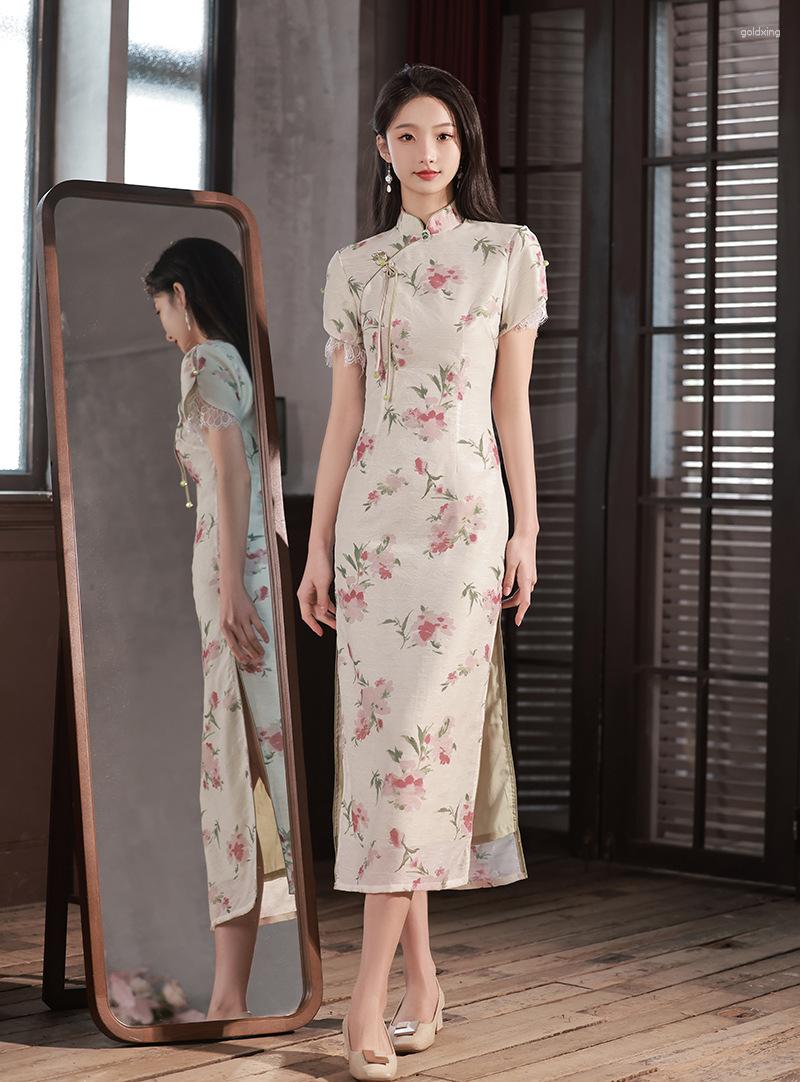 Ethnic Clothing FZSLCYIYI Traditional Mandarin Collar Printed Satin Qipao Chinese Lace Applique Split Short Sleeve Cheongsam Women Dresses
Ethnic Clothing FZSLCYIYI Traditional Mandarin Collar Printed Satin Qipao Chinese Lace Applique Split Short Sleeve Cheongsam Women Dresses