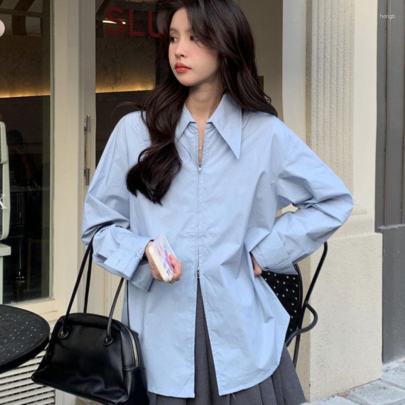 Women's Blouses Korean Loose Blouse Women Autumn Solid Office-lady Long Sleeve Shirt Tops Female Blue Casual Chemise Femme 23584
Women's Blouses Korean Loose Blouse Women Autumn Solid Office-lady Long Sleeve Shirt Tops Female Blue Casual Chemise Femme 23584