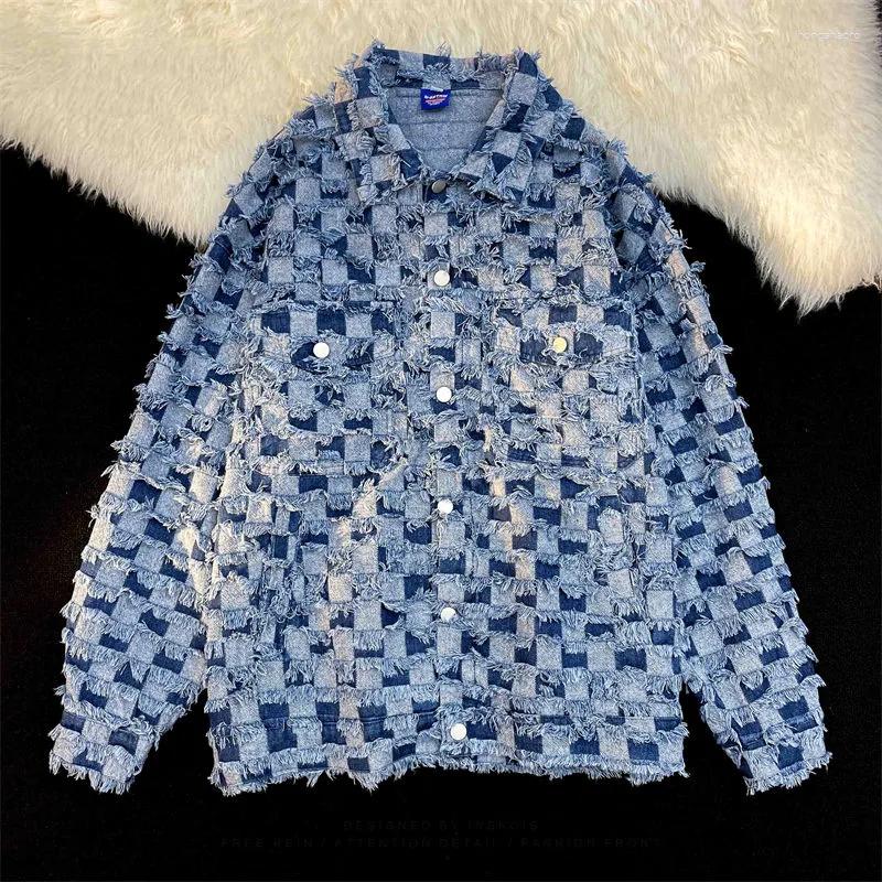 Men's Jackets Spring Fashion Plaid Patch Men's Denim Coat Lapel Single Breasted Casual Loose Jacket Couple Street Retro Harajuku, Blue
Men's Jackets Spring Fashion Plaid Patch Men's Denim Coat Lapel Single Breasted Casual Loose Jacket Couple Street Retro Harajuku, Blue