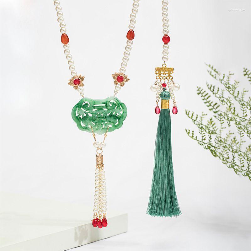 Pendant Necklaces Vintage Ancient Chinese Hanfu Necklace Dynasty Ruyi Long With Tassel 2023
Pendant Necklaces Vintage Ancient Chinese Hanfu Necklace Dynasty Ruyi Long With Tassel 2023