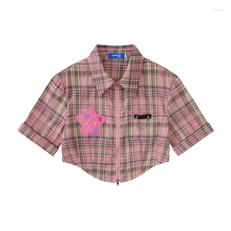 Women' Blouses Vintage Pink Sweet Plaid Short Sleeve Shirt Women Summer Lightweight Y2K Aesthetic Irregular Slim Patchwork Turn-down Collar
Women' Blouses Vintage Pink Sweet Plaid Short Sleeve Shirt Women Summer Lightweight Y2K Aesthetic Irregular Slim Patchwork Turn-down Collar