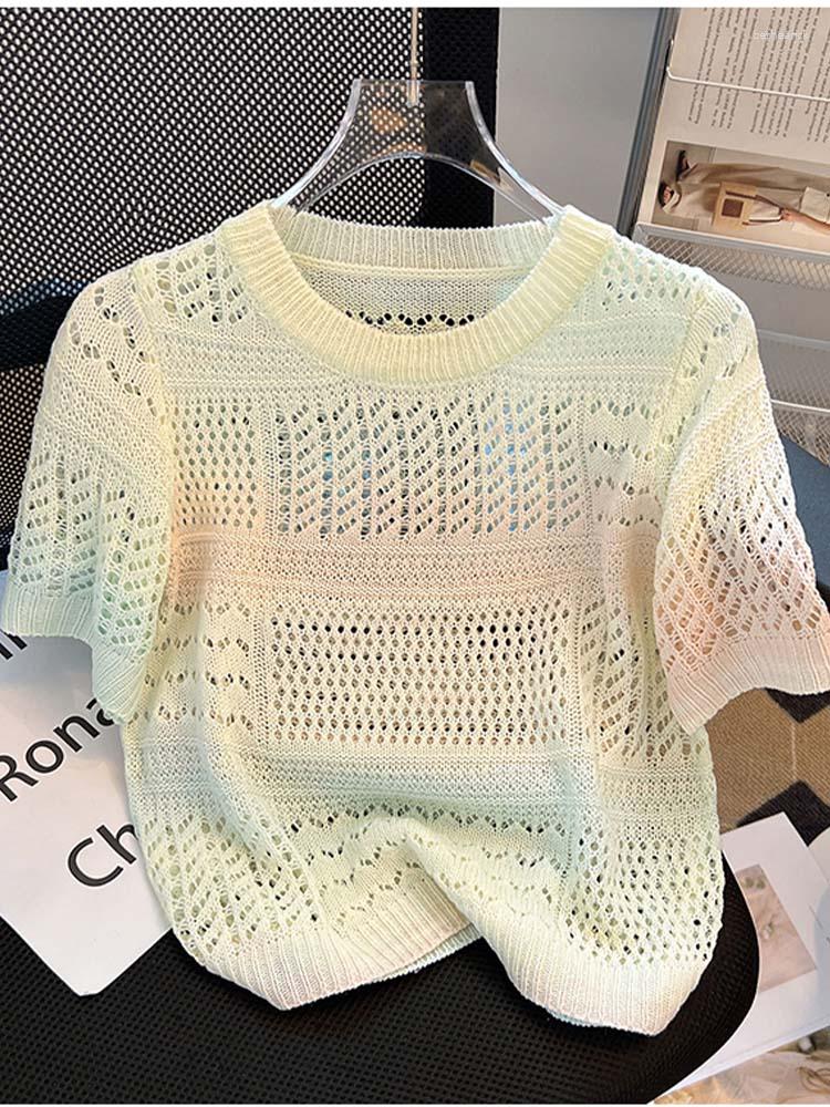 Women's T Shirts Leisure Hollow Hook Flower Simple Knitwear Short Sleeve Top 2023 Summer Fashion Clothing, Yellow
Women's T Shirts Leisure Hollow Hook Flower Simple Knitwear Short Sleeve Top 2023 Summer Fashion Clothing, Yellow