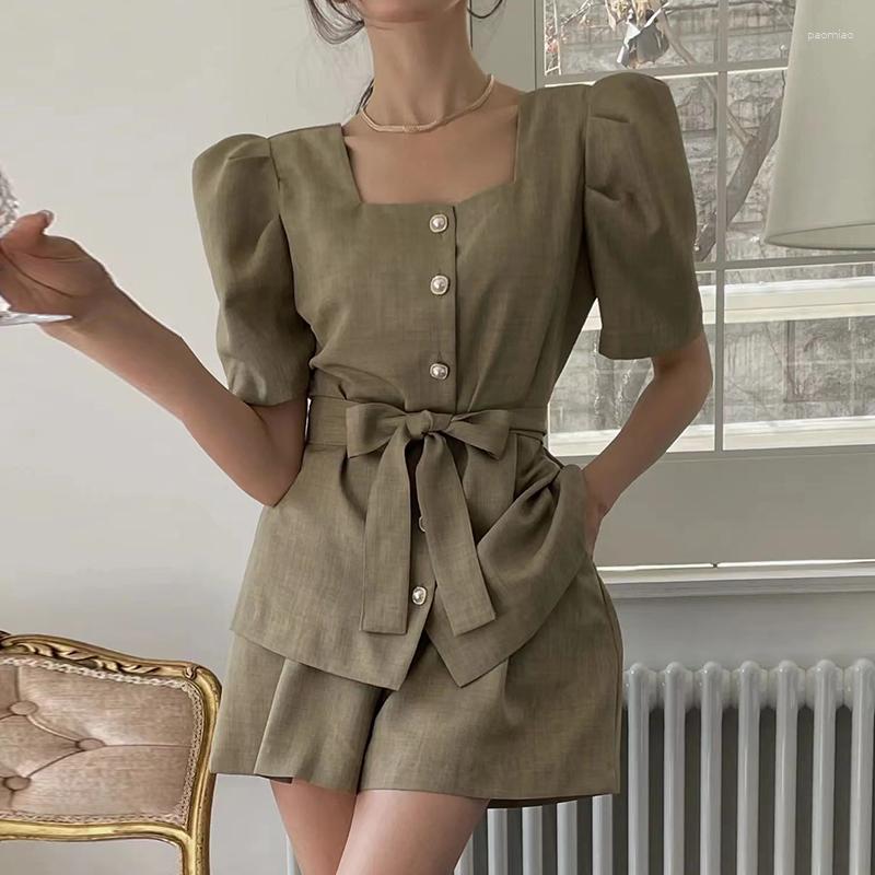 Women's T Shirts Women's Puff Short Sleeve Sashes Blouse And High Waist Shorts 2 Pc Pants Suit Summer Twinset, Sky blue
Women's T Shirts Women's Puff Short Sleeve Sashes Blouse And High Waist Shorts 2 Pc Pants Suit Summer Twinset, Sky blue