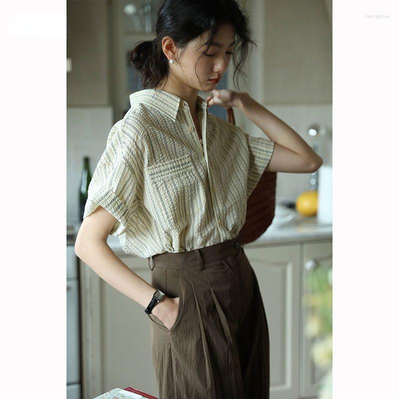 Women' Blouses Deeptown Vintage Striped Women Chic Short Sleeve Shirts Japanese Style Casual Aesthetic 90s Retro Pleated Tops Oversized, Photo
Women' Blouses Deeptown Vintage Striped Women Chic Short Sleeve Shirts Japanese Style Casual Aesthetic 90s Retro Pleated Tops Oversized, Photo