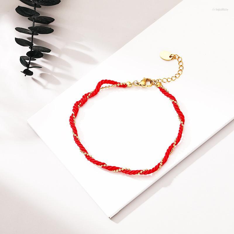 Anklets Summer Style Stainless Steel Anklet Ball Beads Red Rope Gold Plated Chain Bracelet Ladies Jewelry Gift
Anklets Summer Style Stainless Steel Anklet Ball Beads Red Rope Gold Plated Chain Bracelet Ladies Jewelry Gift