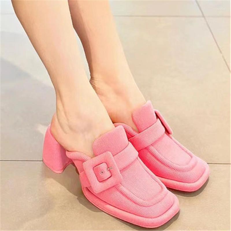 Slippers Belt Buckle Shoes For Ladies Mules Mid Churry Heels Flannel Female Square Toe Femme Zapatos De Mujer Women's Sandalias, Black
Slippers Belt Buckle Shoes For Ladies Mules Mid Churry Heels Flannel Female Square Toe Femme Zapatos De Mujer Women's Sandalias, Black