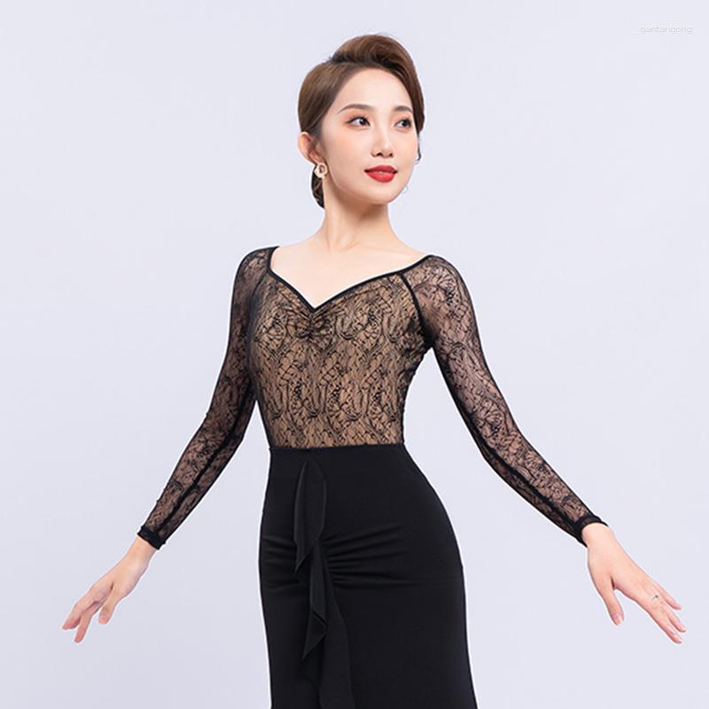 Stage Wear Sexy Lace Long Sleeve Latin Dance Bodysuit 2 Colors Rumba Samba Practice Female ChaCha Dancing Performance Tops YS4454, Black
Stage Wear Sexy Lace Long Sleeve Latin Dance Bodysuit 2 Colors Rumba Samba Practice Female ChaCha Dancing Performance Tops YS4454, Black