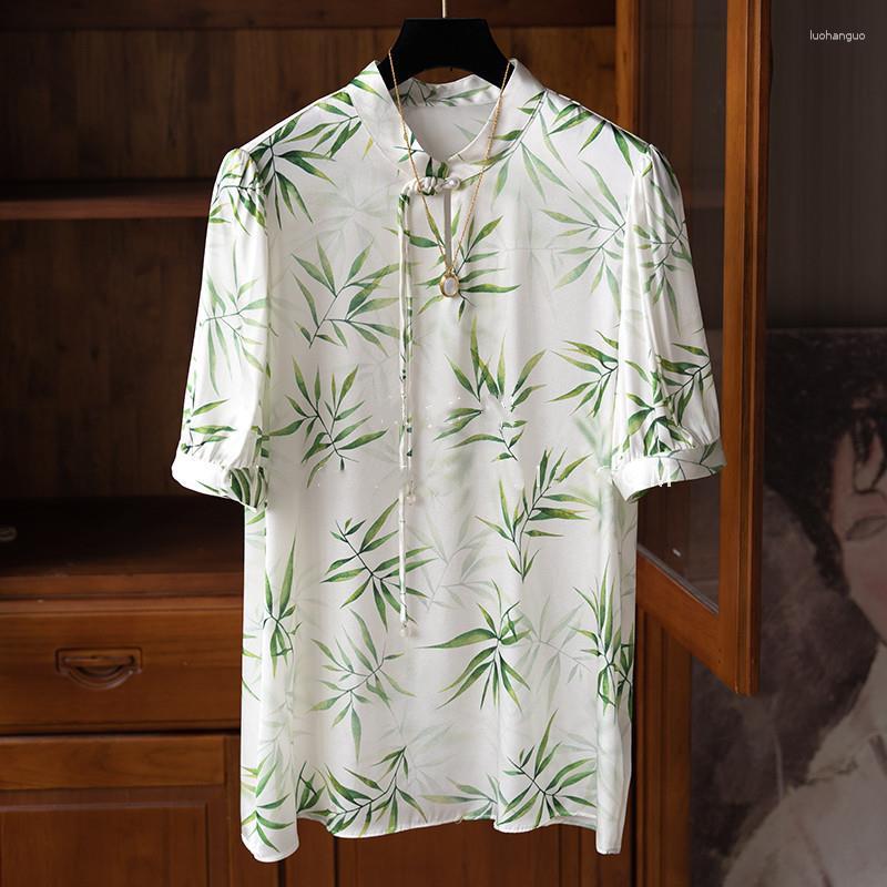 Women's Blouses Stand Up Collar Disc Buckle Bamboo Leaf Print Short Sleeve Shirt Top Women Camisas De Mujer, Pic
Women's Blouses Stand Up Collar Disc Buckle Bamboo Leaf Print Short Sleeve Shirt Top Women Camisas De Mujer, Pic