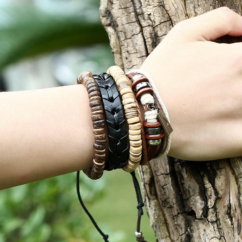 Charm Bracelets Simple Retro Set Leather Bracelet For Men Woven Cowhide Coconut Shell Men's Rope Genuine Jewelry
Charm Bracelets Simple Retro Set Leather Bracelet For Men Woven Cowhide Coconut Shell Men's Rope Genuine Jewelry
