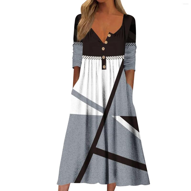 Casual Dresses Women Print Button V Neck Short Sleeves Pocket Long Dress Holiday Floral Sundress Midi, Grey
Casual Dresses Women Print Button V Neck Short Sleeves Pocket Long Dress Holiday Floral Sundress Midi, Grey