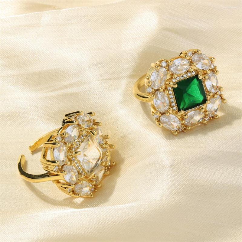 Wedding Rings Luxury Inlaid Square Cubic Zircon Ring Female Adjustable Gold Plated Finger For Women Dazzling Bridal Jewelry
Wedding Rings Luxury Inlaid Square Cubic Zircon Ring Female Adjustable Gold Plated Finger For Women Dazzling Bridal Jewelry
