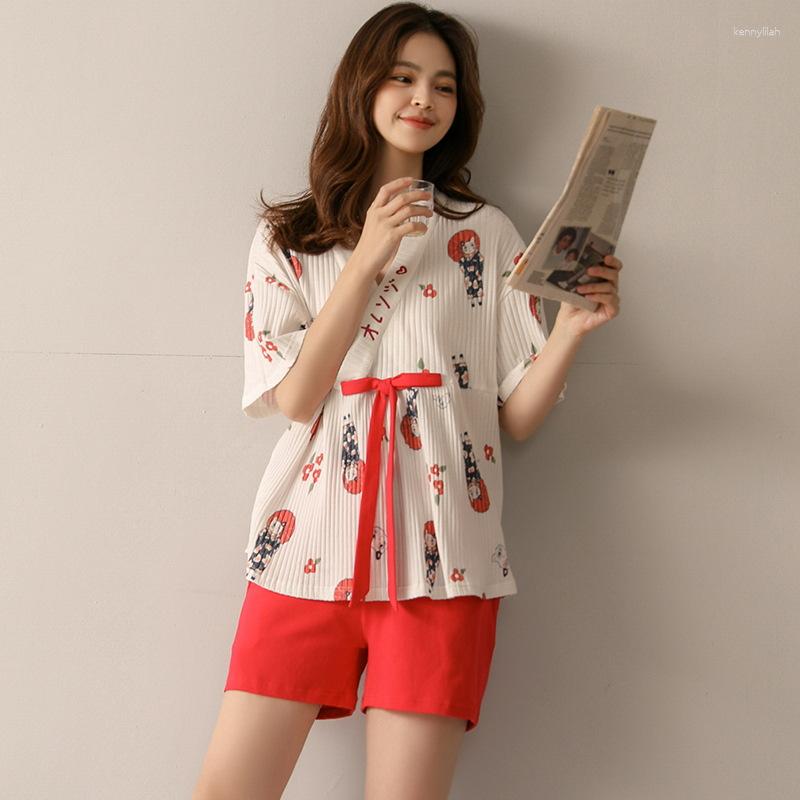 Women's Sleepwear Women's Pajamas Cotton Summer Short-Sleeved Shorts Cute Loose Fresh Home Clothes Student Two-Piece Set, Beige
Women's Sleepwear Women's Pajamas Cotton Summer Short-Sleeved Shorts Cute Loose Fresh Home Clothes Student Two-Piece Set, Beige