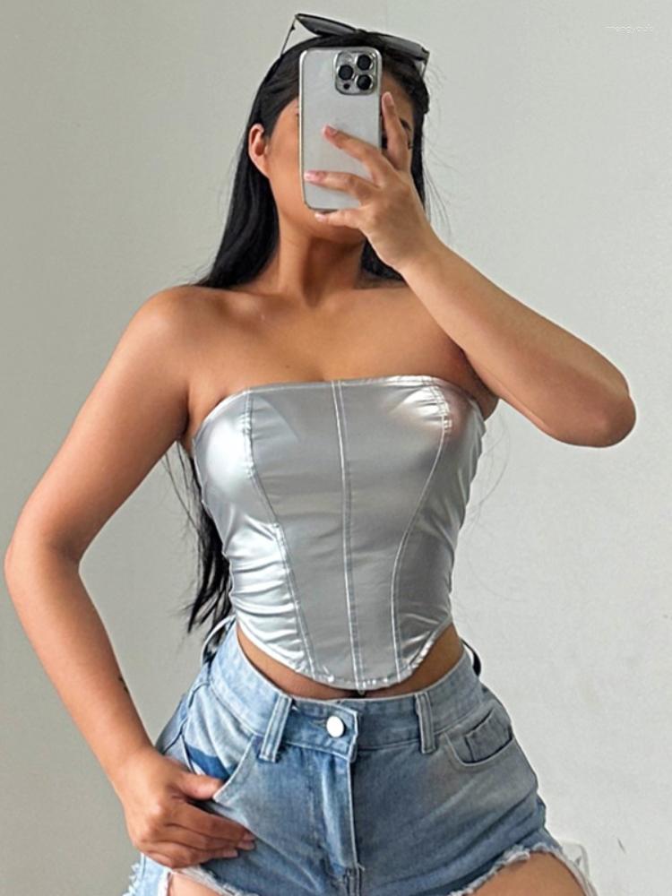 Women' Tanks Gyaru Clothes Strapless Backless Top Leather Bustier Woman Solid & Camis Crop Tube Night Club Outfits, Silver
Women' Tanks Gyaru Clothes Strapless Backless Top Leather Bustier Woman Solid & Camis Crop Tube Night Club Outfits, Silver