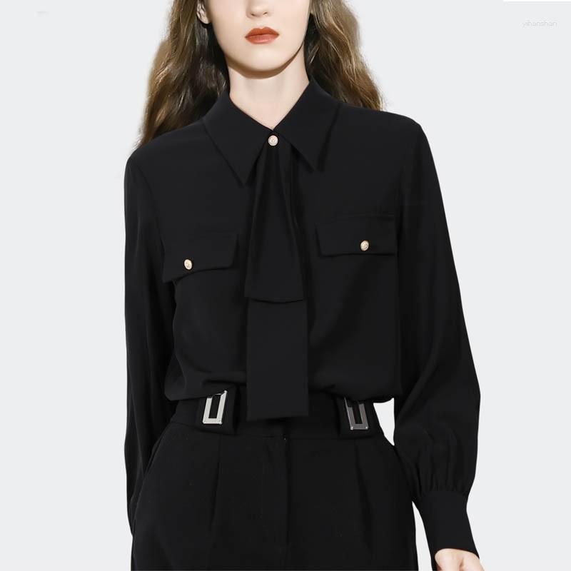 Women' Blouses Spring Office Lady Black Tie Commuter Shirt Women Long Sleeve Lapel Elegant Single Breasted Blouse For Blusas De Mujer, Picture shown
Women' Blouses Spring Office Lady Black Tie Commuter Shirt Women Long Sleeve Lapel Elegant Single Breasted Blouse For Blusas De Mujer, Picture shown