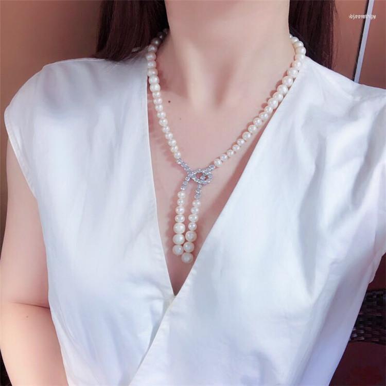 Chains Women's Fashion Jewelry 6-7-8-9mm White Freshwater Pearl Micro Inlay Zircon Accessories Pendant Sweater Necklace Long 48cm
Chains Women's Fashion Jewelry 6-7-8-9mm White Freshwater Pearl Micro Inlay Zircon Accessories Pendant Sweater Necklace Long 48cm