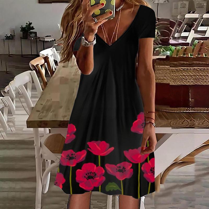 Casual Dresses Ladies Short Sleeve V Neck Plus Size Summer For Women Retro Print Mid Length Knee Skirt Robe Ete Femme 2023, Black
Casual Dresses Ladies Short Sleeve V Neck Plus Size Summer For Women Retro Print Mid Length Knee Skirt Robe Ete Femme 2023, Black