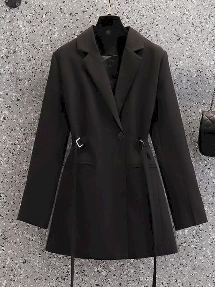 Women Coats Fashion Chic Slim Waist Women Solid Blazer Elegant Office Wear Single Button Female Suit Jacket 2024 Spring Blazer Women Jacket