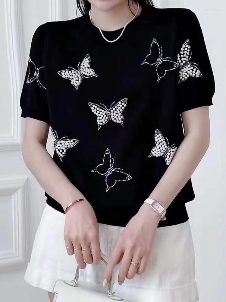 Women's T Shirts Casual Round Neck Beaded Knitwear Pullover Short Sleeve Top 2023 Summer Fashion Clothing, Black
Women's T Shirts Casual Round Neck Beaded Knitwear Pullover Short Sleeve Top 2023 Summer Fashion Clothing, Black